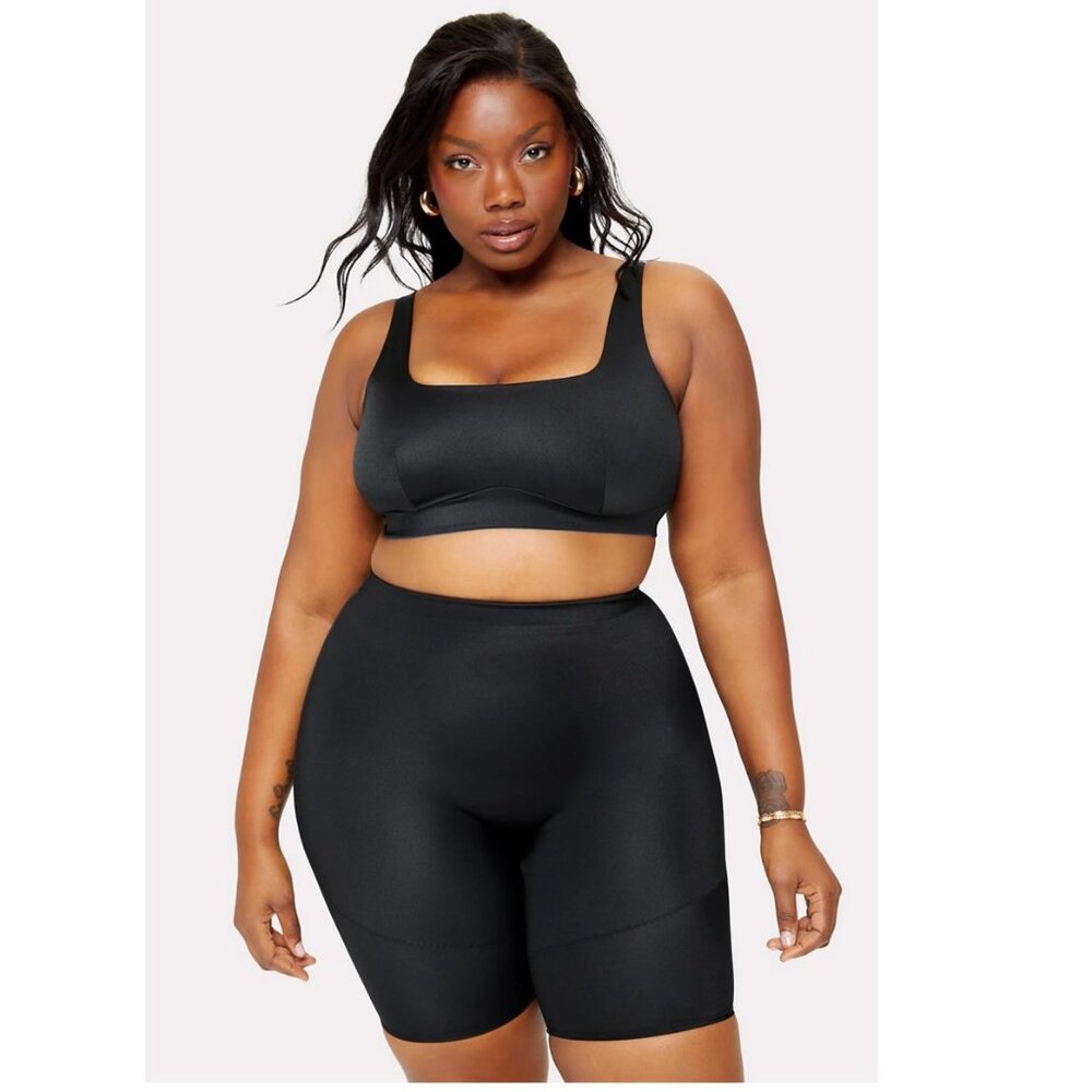 Yitty Black Headliner Shaping Midi Bralette & High Rise Shaping Shorts Size XXL